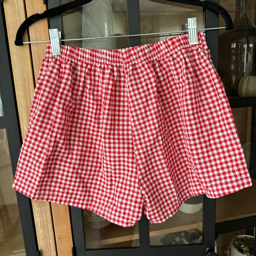Gingham boxer shorts logo patch daily drills parke high waisted rise pjs lounge - Picture 3 of 4